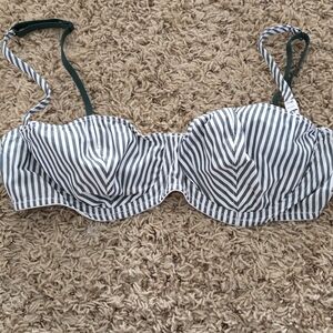 PINK Victoria's Secret Dark Green and White Striped Bra 36C